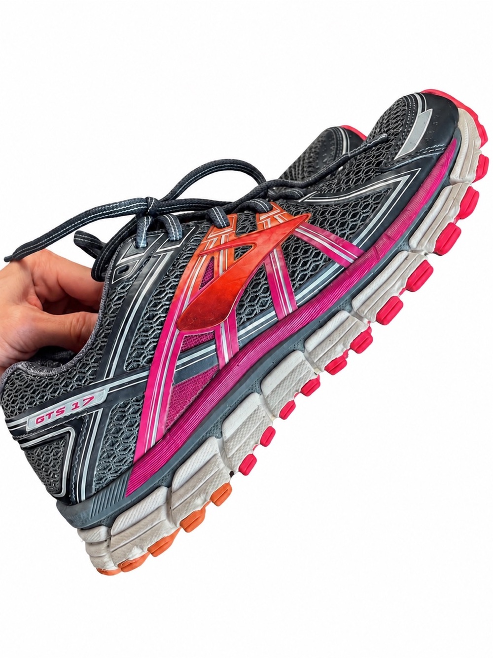 Brooks Gray and Pink Women's Running Shoes with Coral Accents